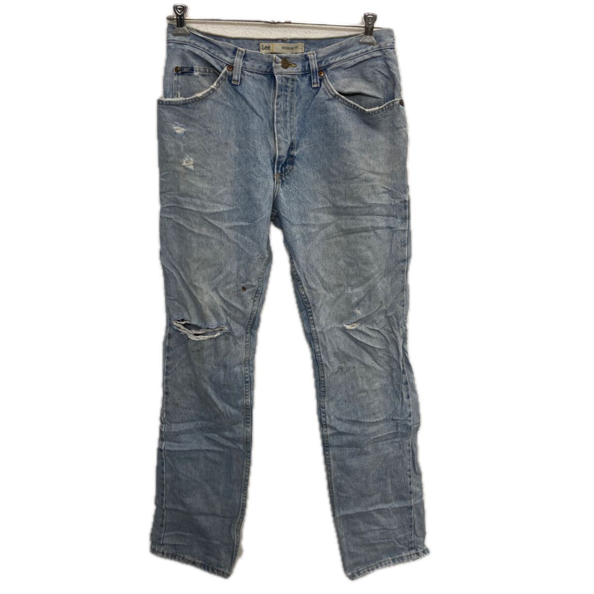 【中古】【古着】 Lee デニムパンツ M〜 ライトブルー リー ジップアップ アメカジ ジーンズ デニム コットン 2512-102