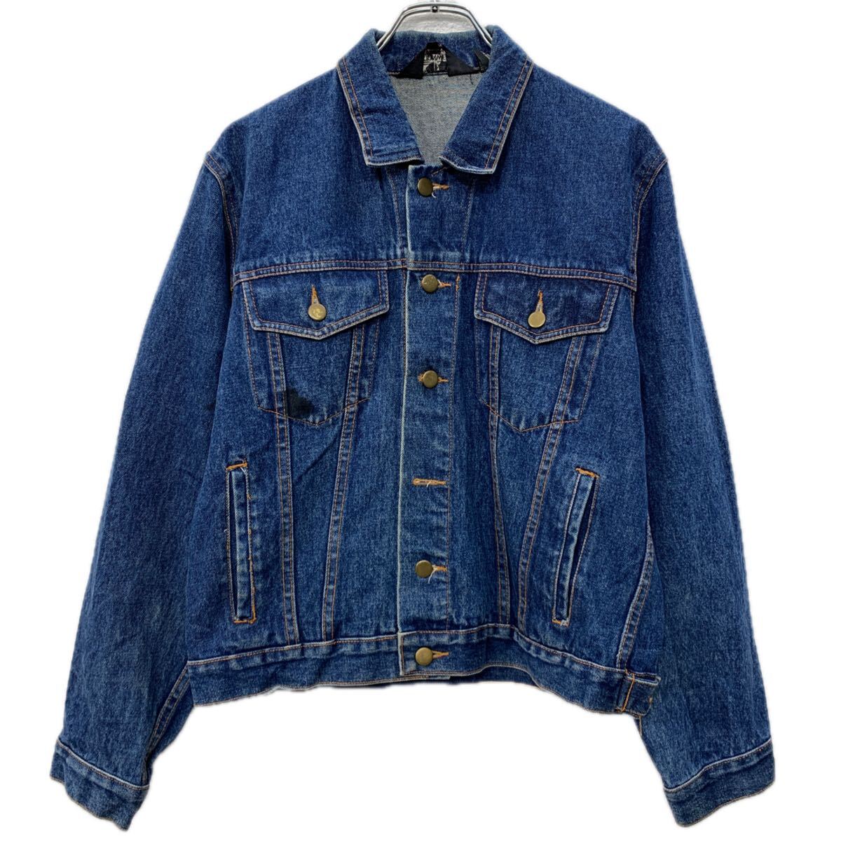 Other - 【中古】【古着】 GUTS ACTIONWEAR デニムジャケット M インディゴブルー ローリングストーンズ ボタン 胸ポケット ストーンワッペン デニム 春物 a712-5324