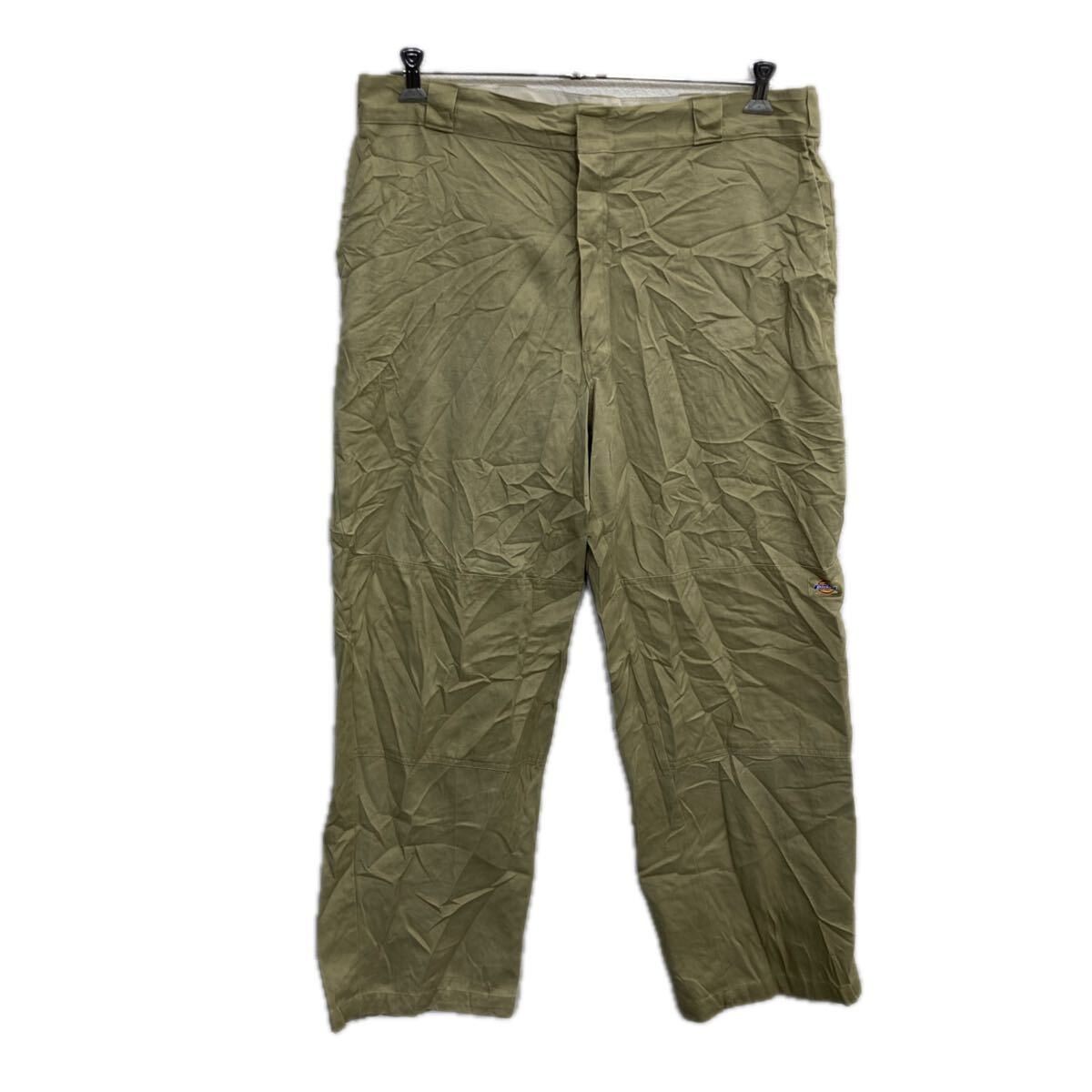 【中古】【古着】 Dickies ワークパンツ XL〜 ベージュ ディッキーズ ジップアップ ワーク ダブルニー 無地 ビッグサイズ 2512-195