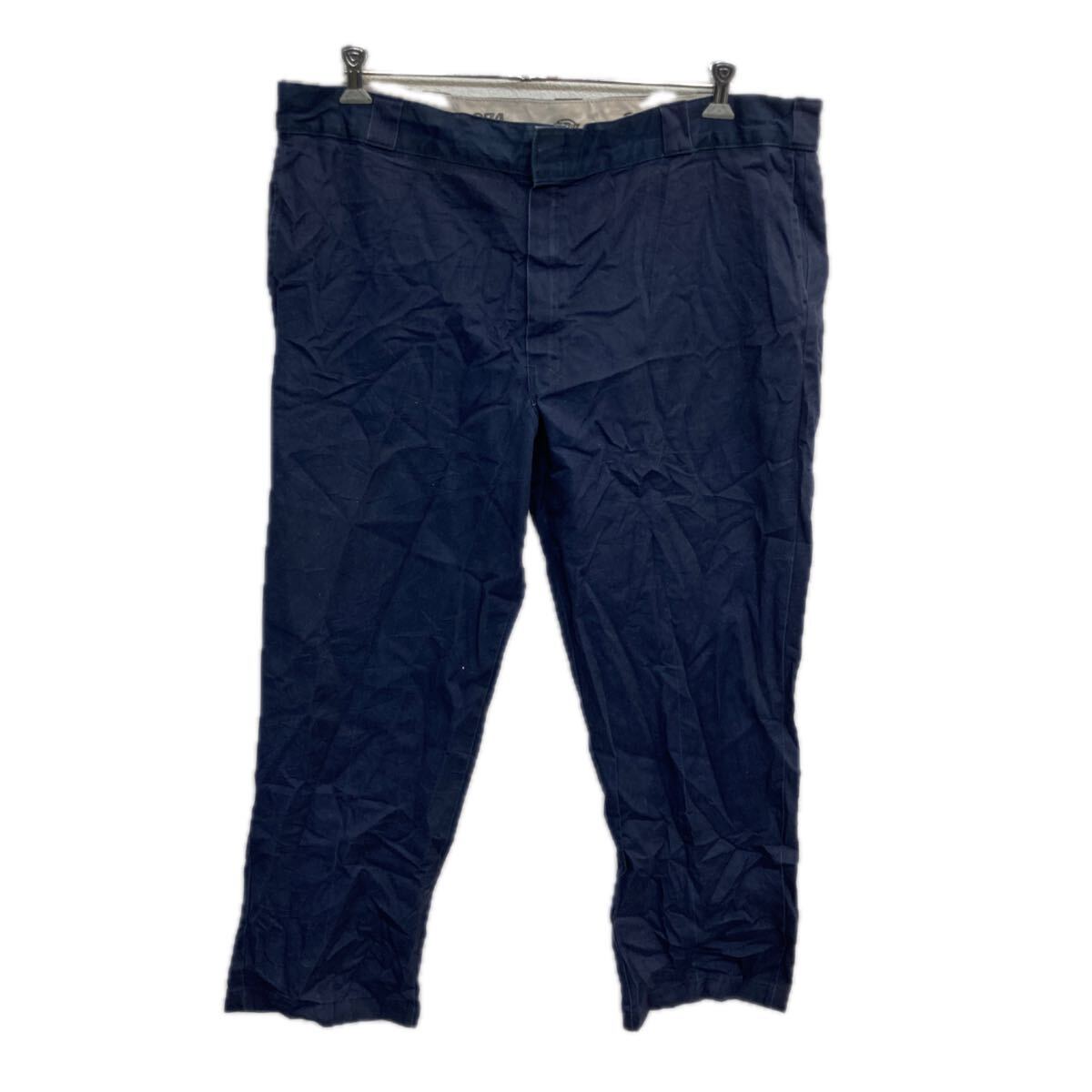 【中古】【古着】 Dickies ワークパンツ XL ネイビー ディッキーズ ジップアップ ワーク 無地 ビッグサイズ 2512-209