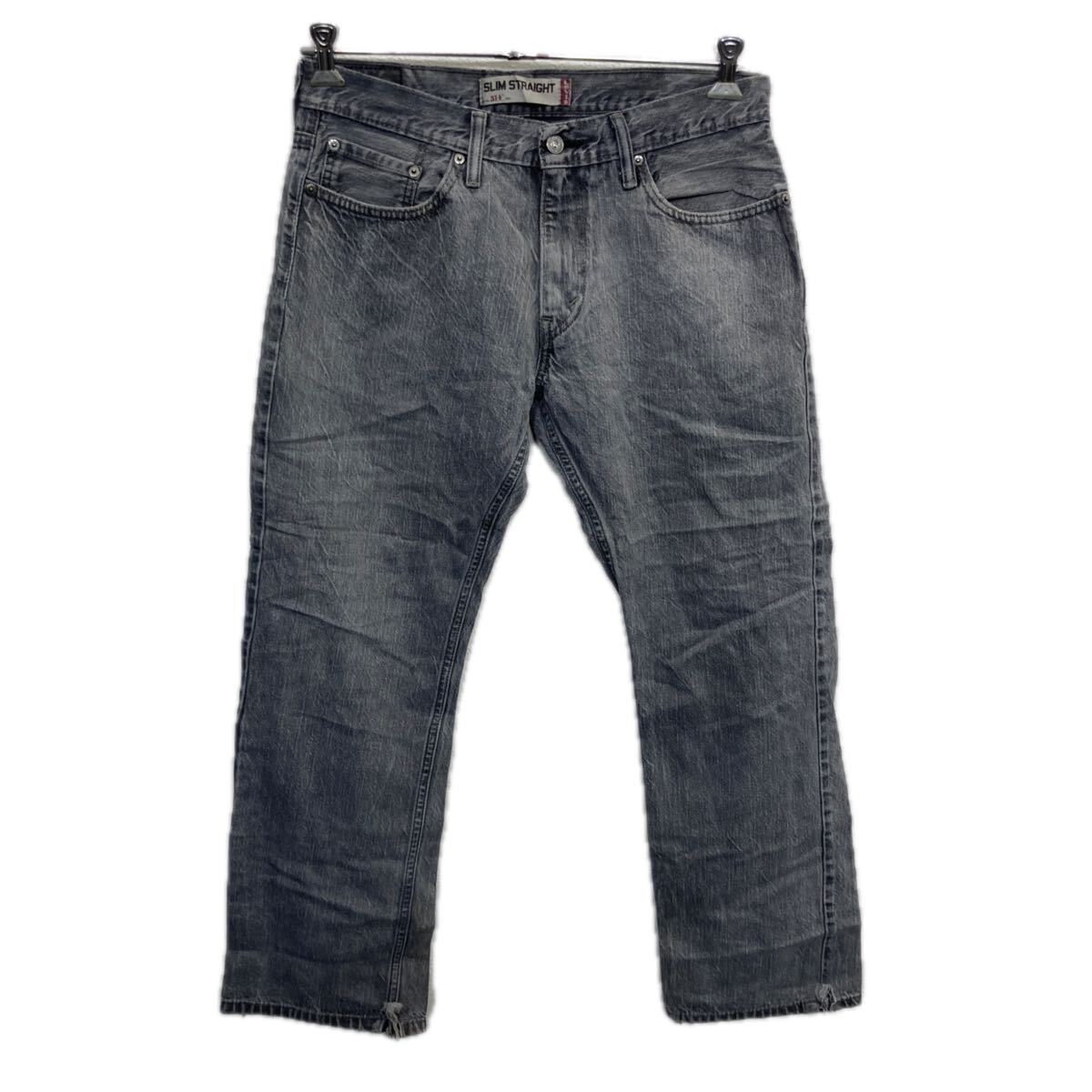 【中古】【古着】 Levi's 514 デニムパンツ W32 グレー リーバイス ジップアップ アメカジ ジーンズ デニム コットン 2512-293