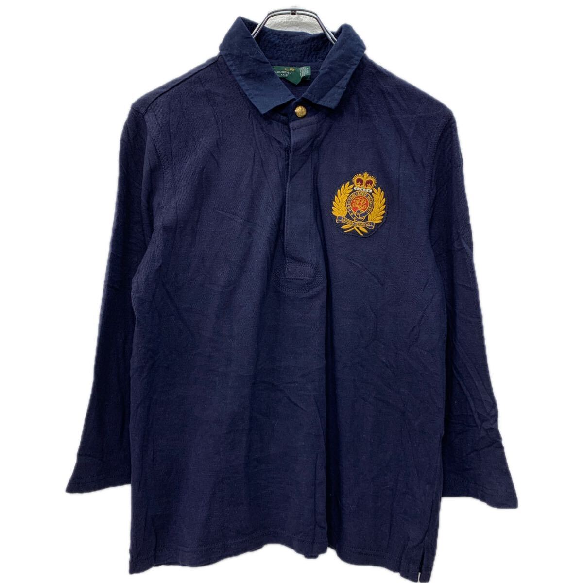 【中古】【古着】 LAUREN JEANS CO. RALPH LAUREN 長袖 ポロシャツ L ネイビー ラルフローレン ハーフボタン 刺繍ワンポイント コットン100% 春物 a712-5704