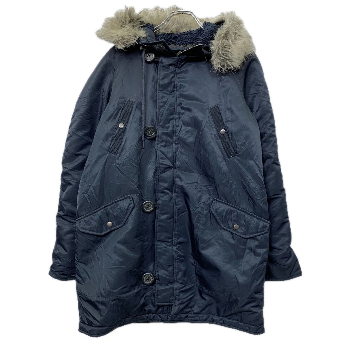 【中古】【古着】 J.CREW 中綿 ミリタリーコート S ダークネイビー ジェイクルー N-3B 冬物 a712-5726
