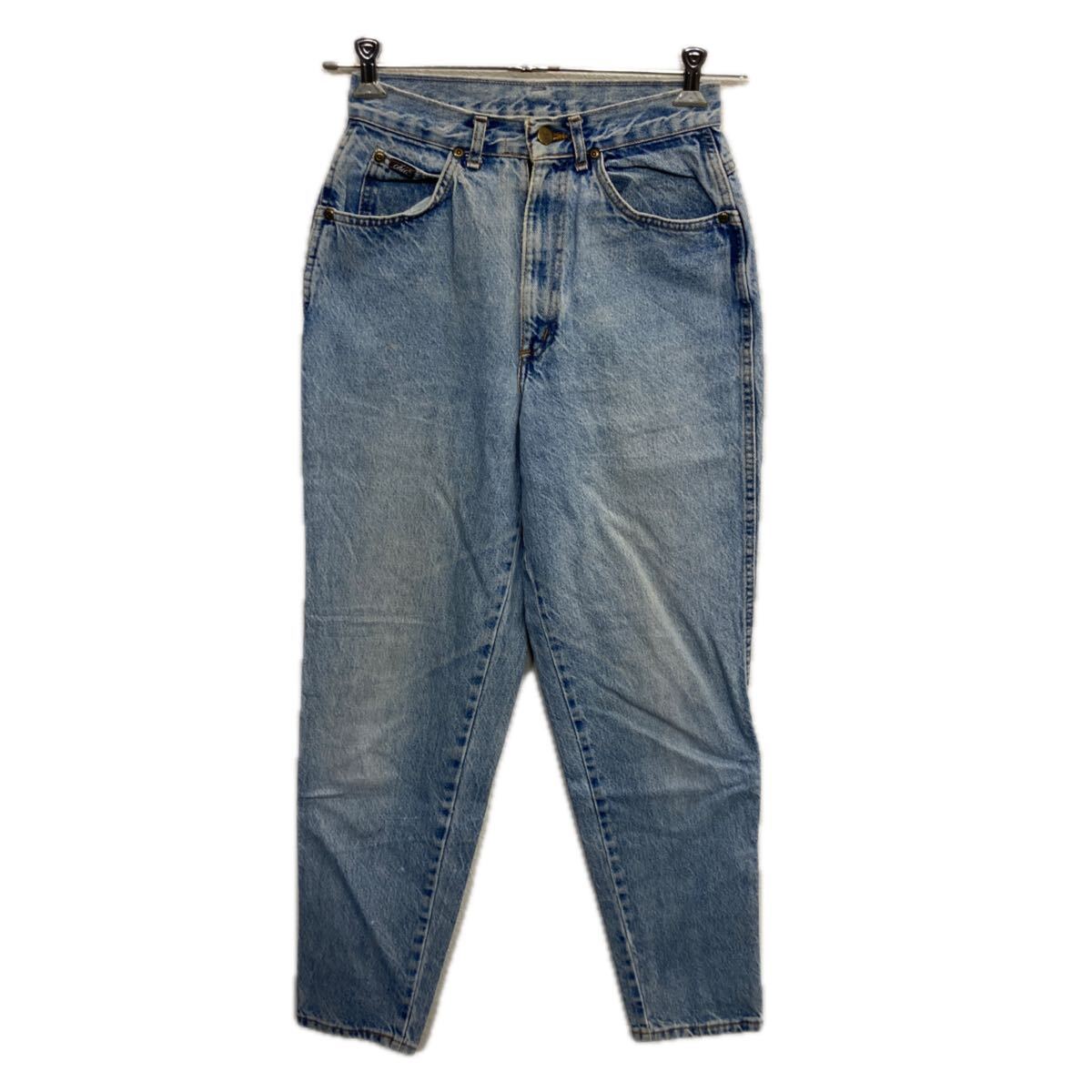 【中古】【古着】 USA製 chic デニムパンツ S～ ライトブルー シック ジップアップ アメカジ ジーンズ デニム コットン テーパード 2512-349