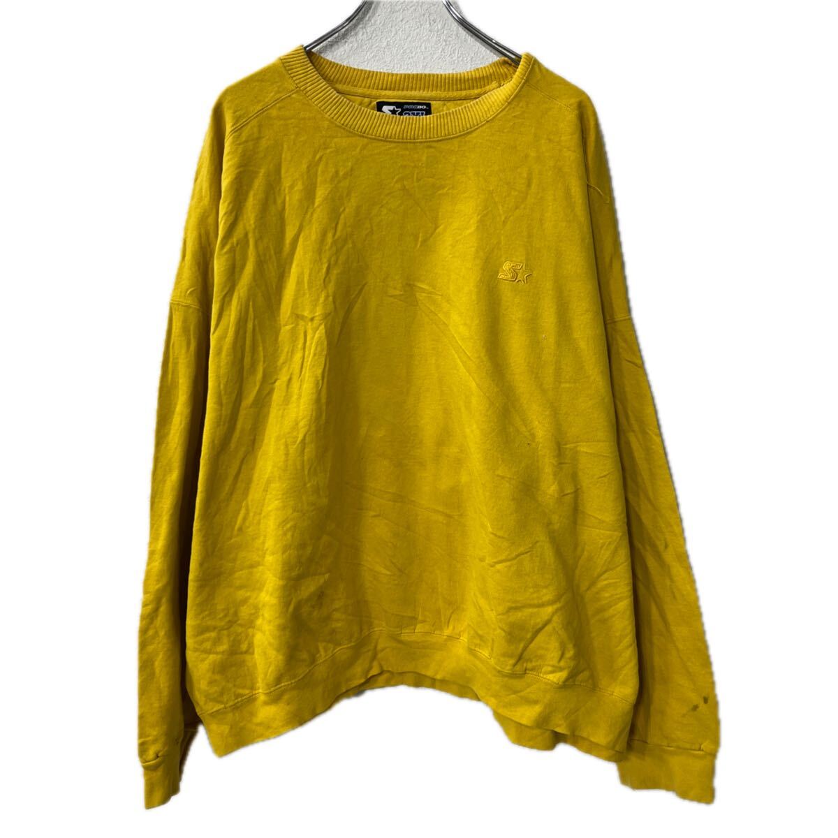 【中古】【古着】 STARTER ロゴスウェット トレーナー 2XL イエロー スターター ワンポイントロゴ ビッグサイズ プルオーバー トップス 秋物 a712-5978