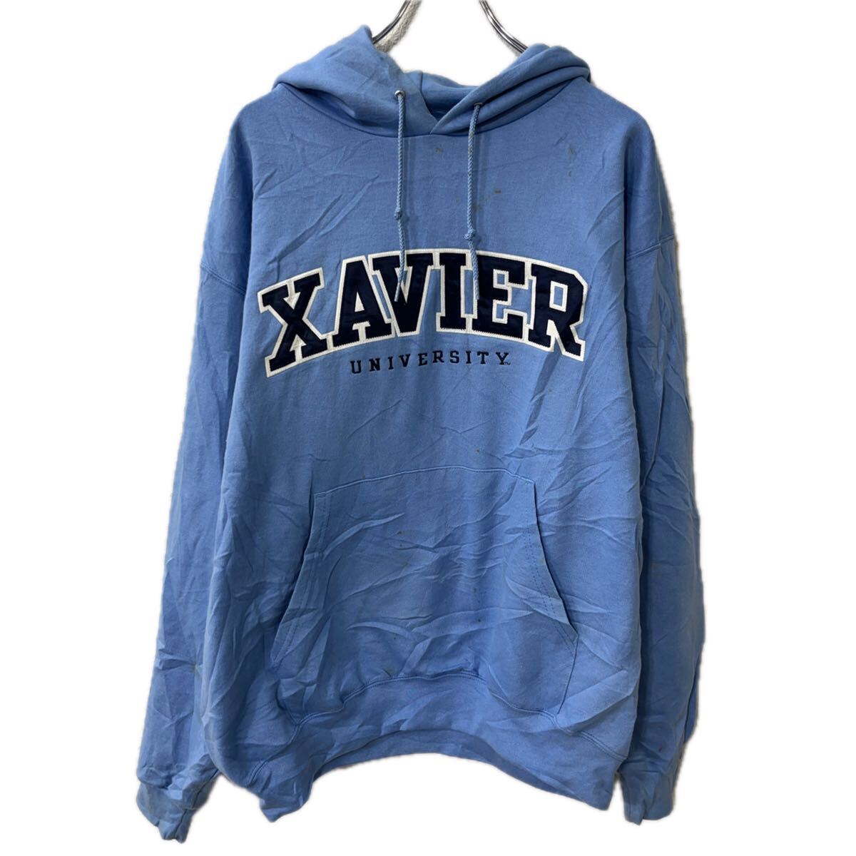 【中古】【古着】 メキシコ製 Champion ロゴスウェット パーカー L ライトブルー チャンピオン フーディー プルオーバー カレッジ トッ..