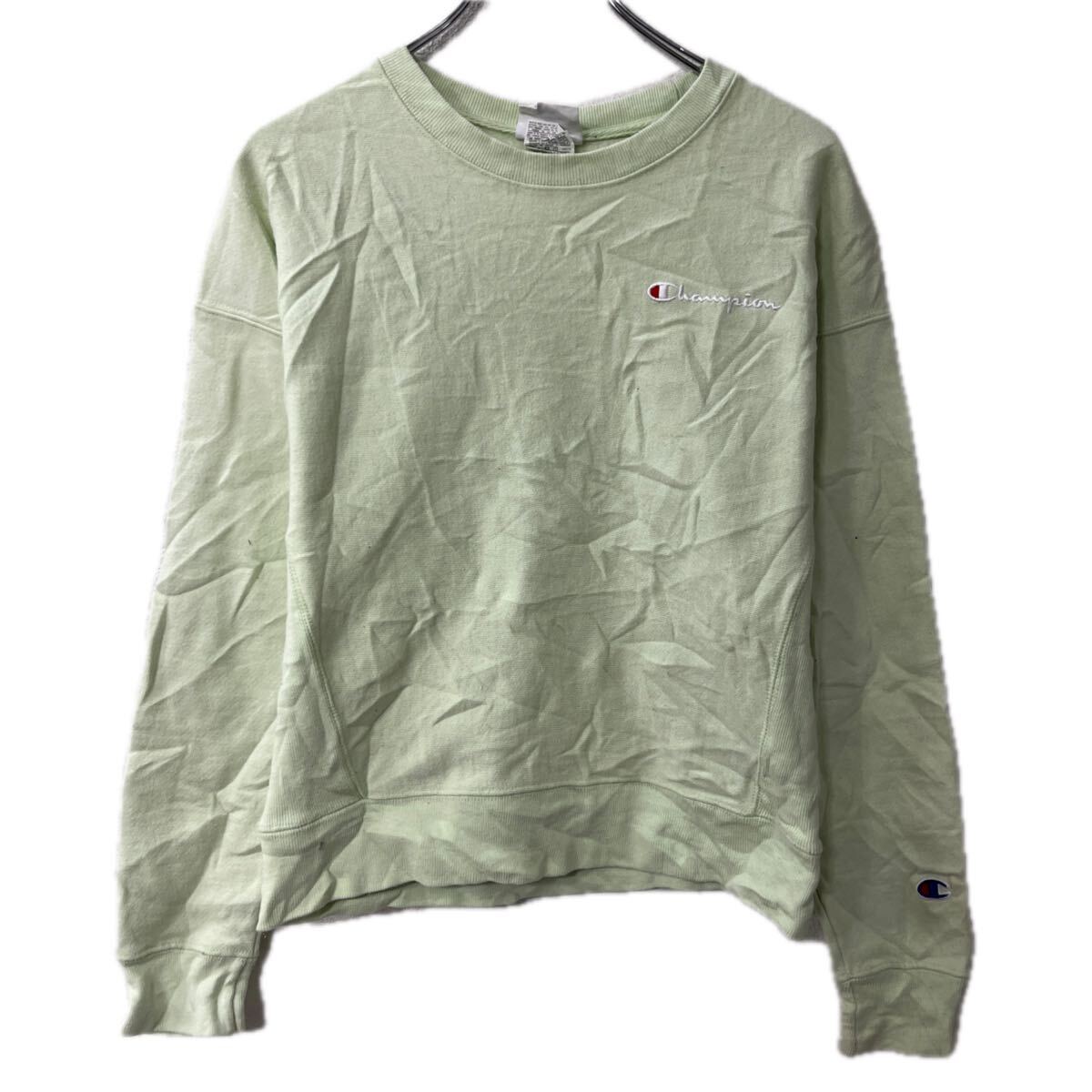 【中古】【古着】 Champion ロゴスウェット トレーナー S ライトグリーン チャンピオン リバースウィーブ ワンポイントロゴ トップス 秋物 a712-6065