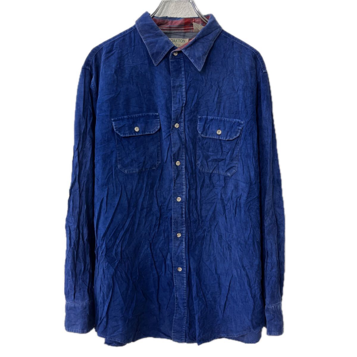  OAKTON 長袖 無地シャツ XL ブルー コットン 胸ポケット 長袖シャツ トップス 春物 a712-6121