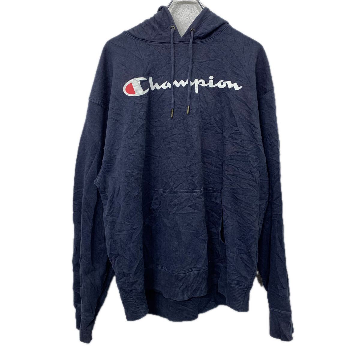 Other - 【中古】【古着】 Champion ロゴスウェットパーカー 3XL ネイビー チャンピオン トレーナー フーディー 裏地起毛 秋物 冬物 a712-6207