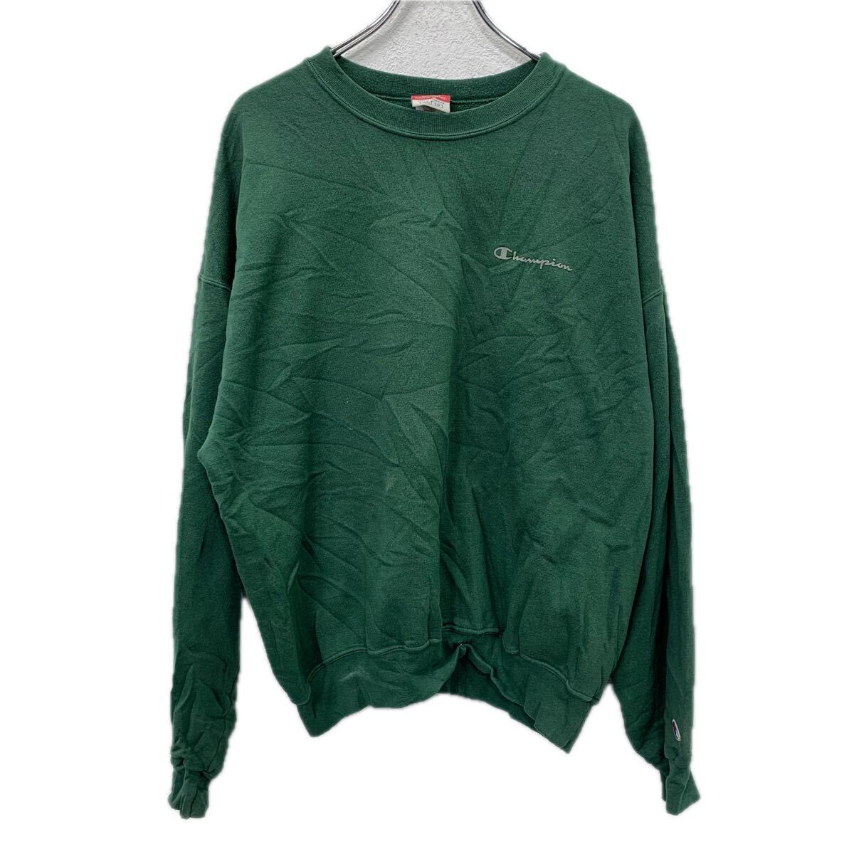 Rakuten - 【中古】【古着】 Champion 00s ロゴスウェット XL グリーン チャンピオン トレーナー クルーネック 裏地起毛 秋物 冬物 a712-6268