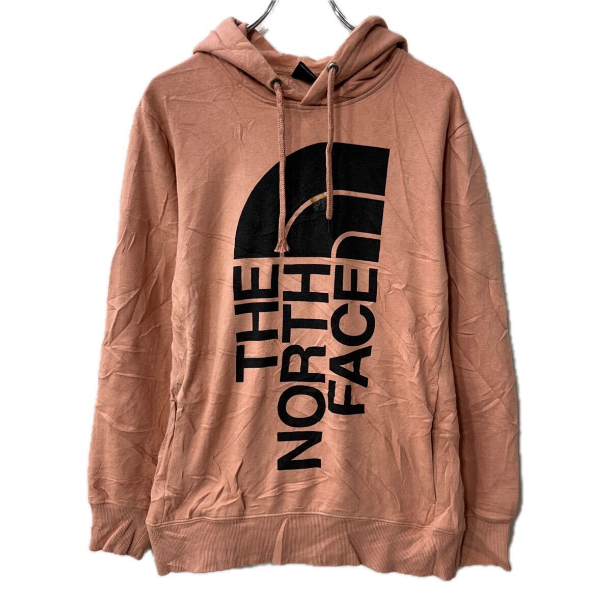 【中古】【古着】 メキシコ製 THE NORTH FACE プリントスウェット パーカー レディース L ピンク系 ノースフェイス フーディー ラグラン 秋物 a712-6413