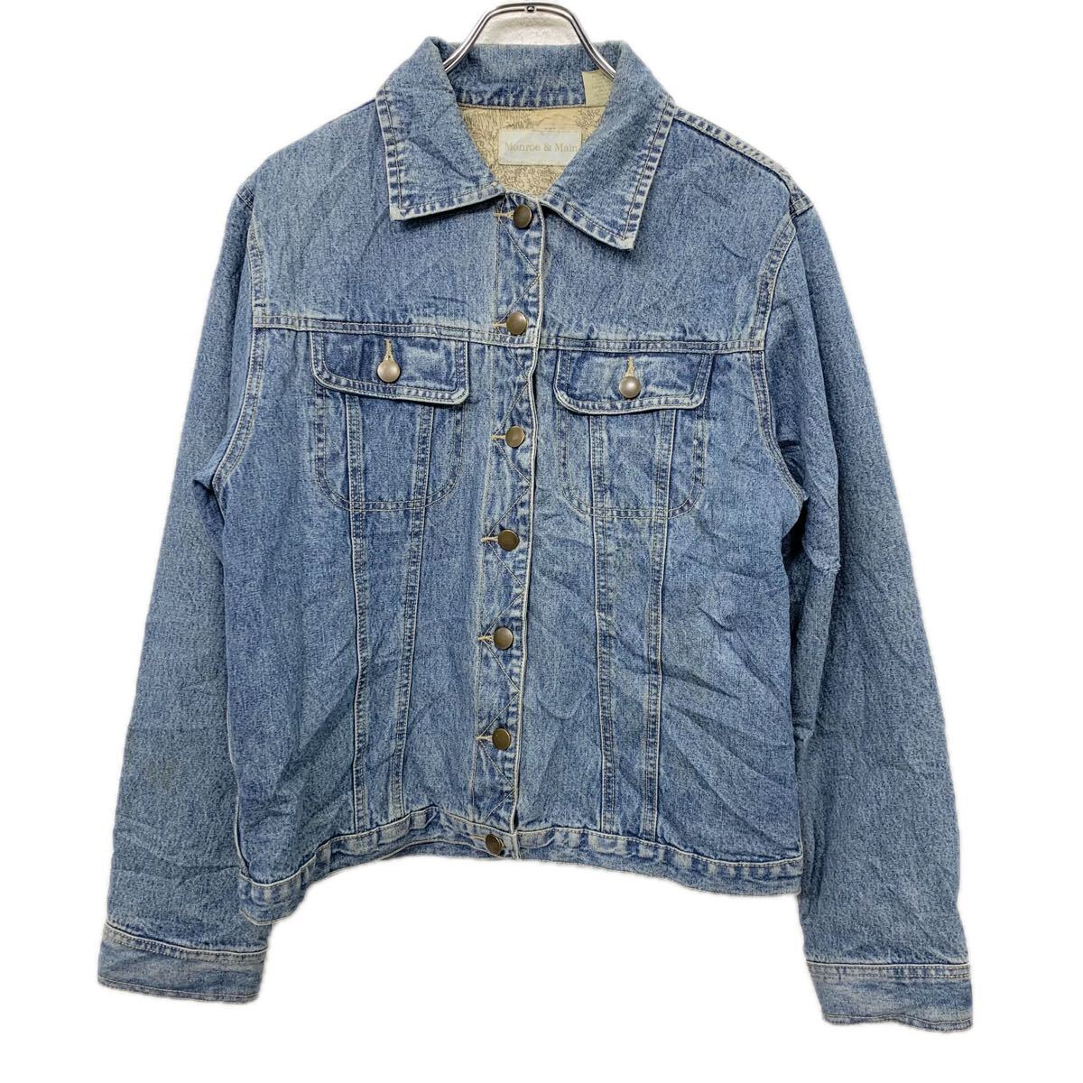 【中古】【古着】 Monroe&Main レディース デニムジャケット L アイスブルー モンローアンドメイン Gジャン 春秋物 a712-6418