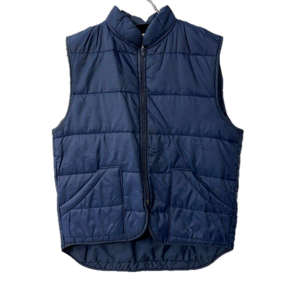 【中古】【古着】 style works ダウンベスト ジャケット S ネイビー ジップアップ ナイロン キルティング ベスト アウター 秋物 a712-6482