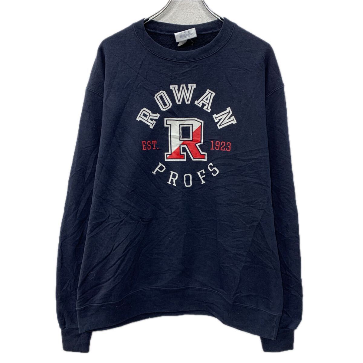 【中古】【古着】 Champion プリントスウェット トレーナー L ネイビー ホワイト チャンピオン プルオーバー ビッグプリント スウェット 秋物 a712-6592