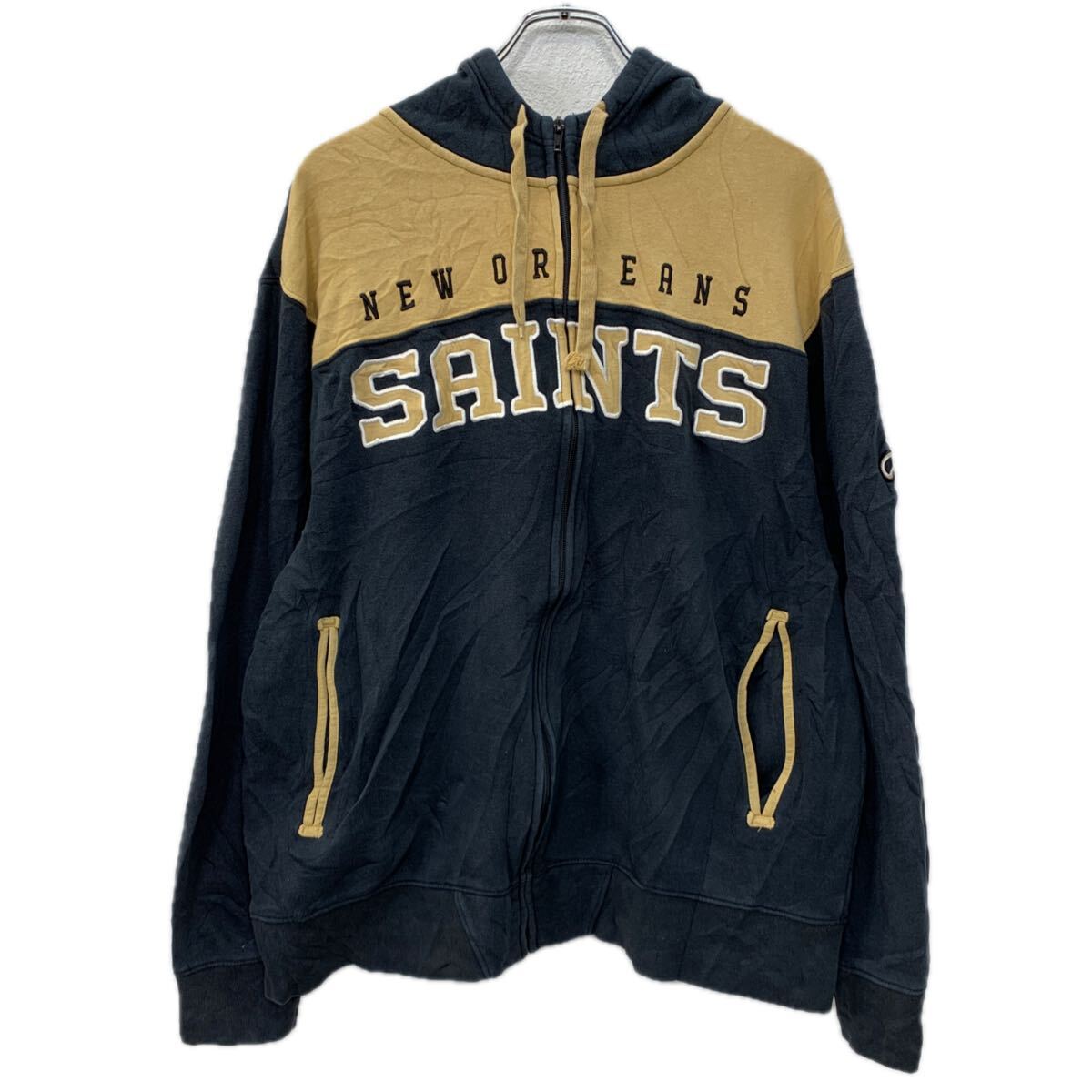 【中古】【古着】 NFL ロゴスウェット パーカー L ブラック イエロー エヌエフエル ジップアップ ジップパーカー ビッグロゴ フーディー 秋物 a712-6619