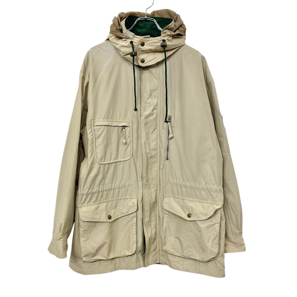  80s〜90s Eddie Bauer マウンテンパーカー XL ベージュ エディーバウアー ダブルジップ マルチポケット アウトドア 春秋物 a712-6679