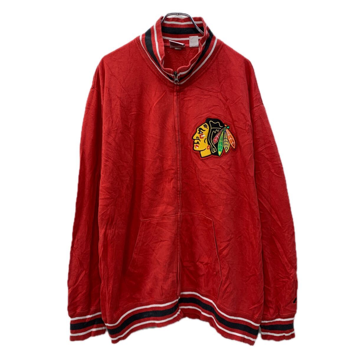 【中古】【古着】 Majestic NFL ロゴスウェット トレーナー XL レッド マジェステック エヌエフエル ジップアップ 刺繍ワンポイント 秋物 a712-6699