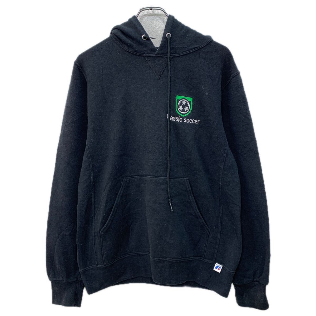 Rakuten - 【中古】【古着】 Russell Athletic ロゴスウェット パーカー S ブラック グリーン ラッセルアスレティック プルオーバー フーディー 秋物 a712-6752