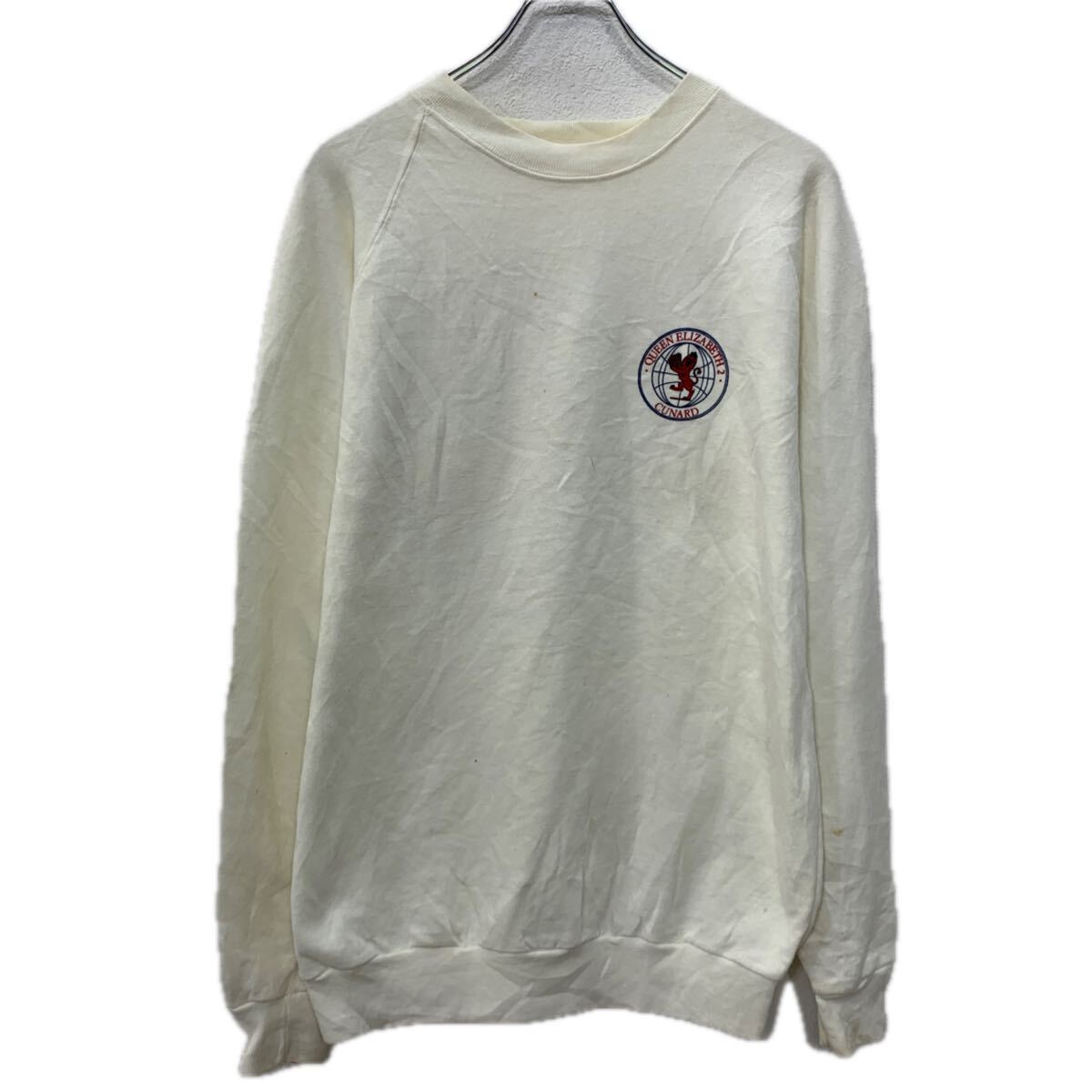 【中古】【古着】 プリントスウェット トレーナー XL アイボリー マルチカラー バックプリント ビッグプリント スウェット トレーナー 秋物 a712-6770