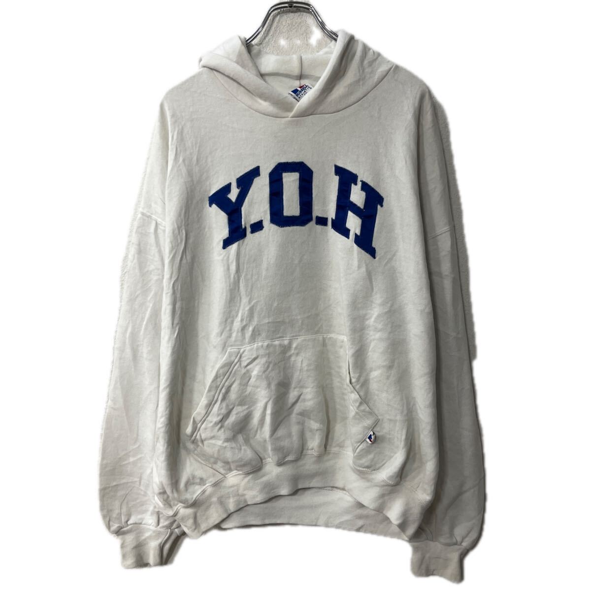 【中古】【古着】 メキシコ製 Russell Athletic ロゴスウェット パーカー 2XL ホワイト ラッセルアスレティック フーディートップス 秋物 a712-6781