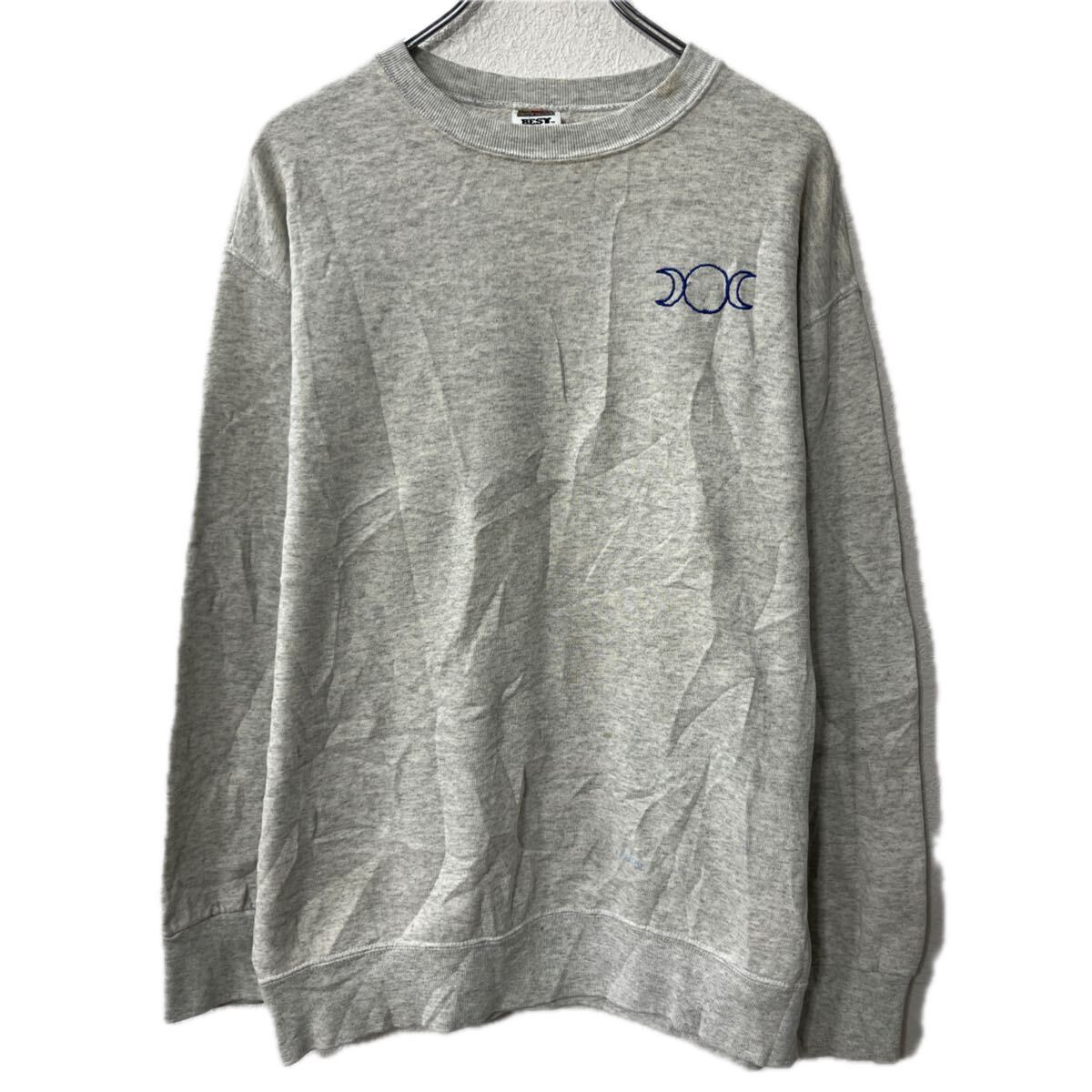 【中古】【古着】 FRUIT OF THE LOOM プリントスウェット トレーナー L グレー フルーツオブザルーム プルオーバー トップス 秋物 a712-6790