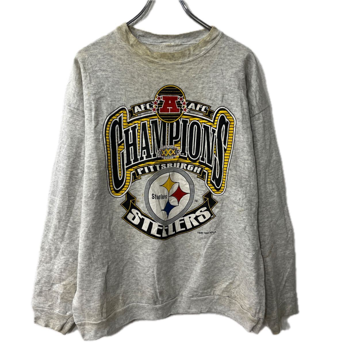 Rakuten - 【中古】【古着】 プリントスウェット トレーナー L〜 グレー スポーツ SUPER BOWL ビッグプリント プルオーバー トップス 秋物 a712-6795