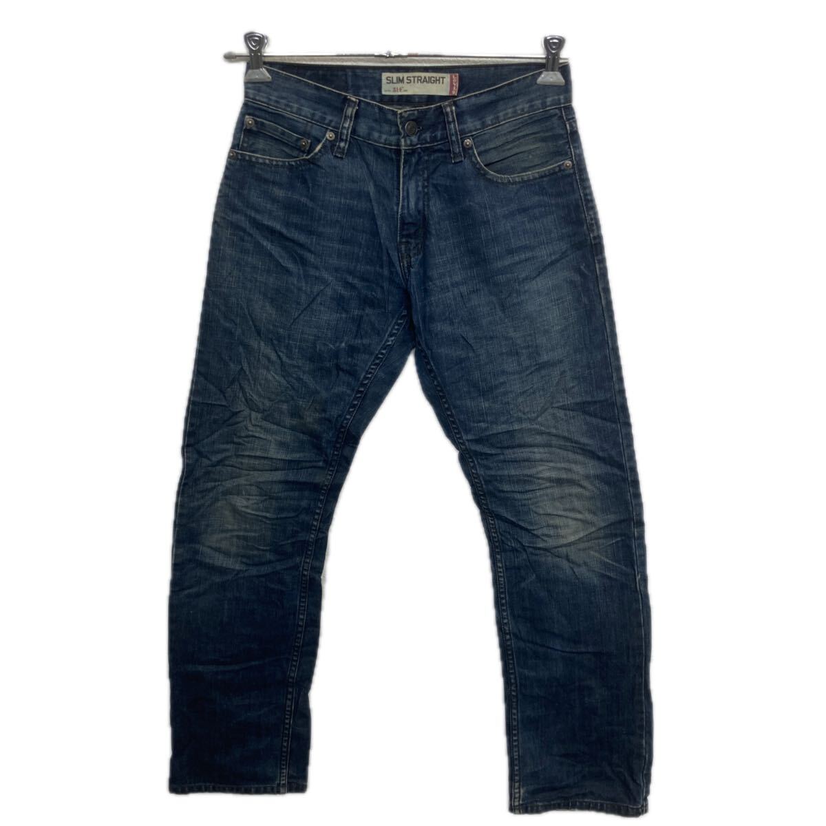 【中古】【古着】 Levi's 514 デニムパンツ W28 ダークブルー リーバイス ジップアップ アメカジ ジーンズ デニム コットン 2512-585