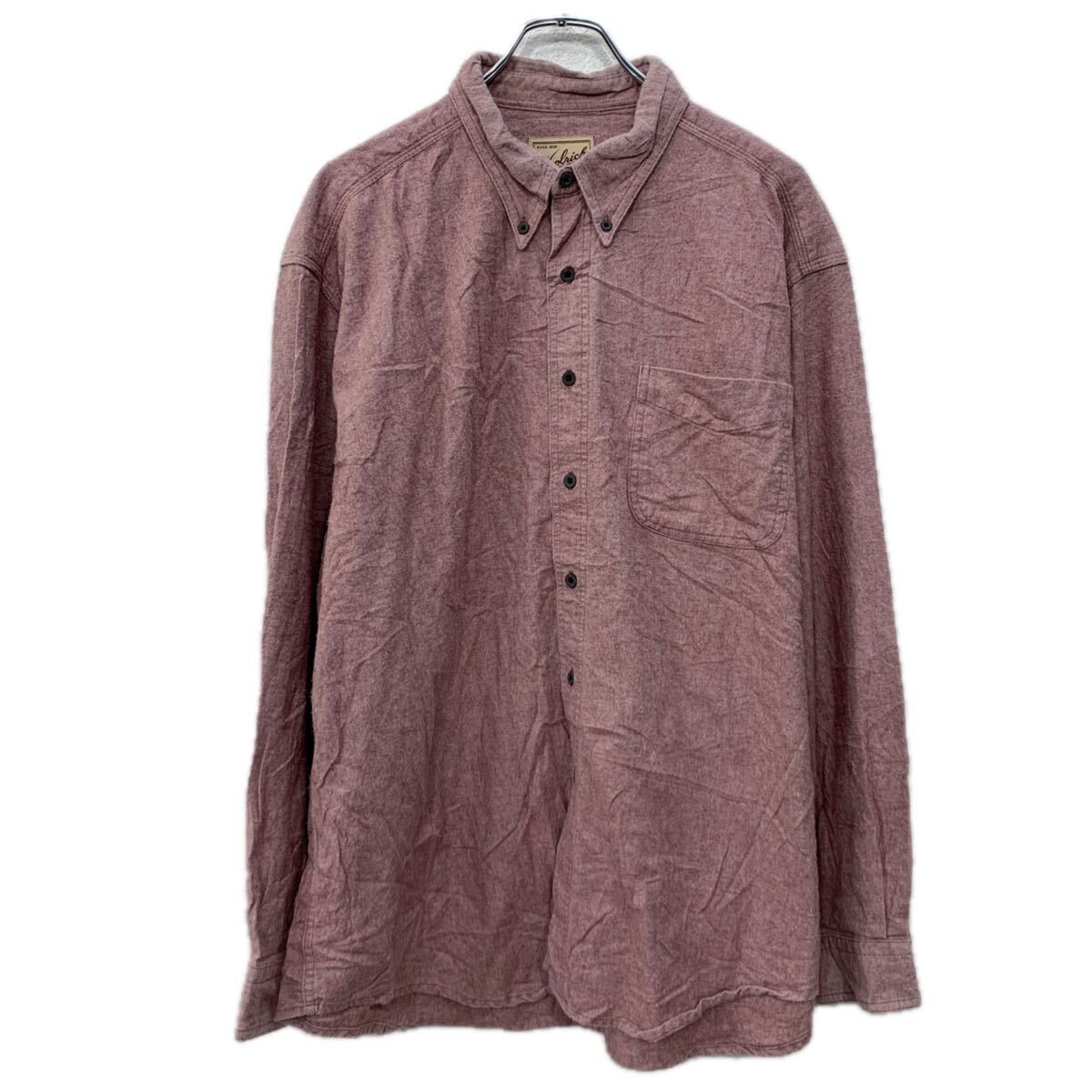 Rakuten - 【中古】【古着】 メキシコ製 Woolrich 長袖 無地シャツ XL ピンク ウールリッチ ボタン ボタンダウン 胸ポケット コットン100% 無地 春物 a801-5061