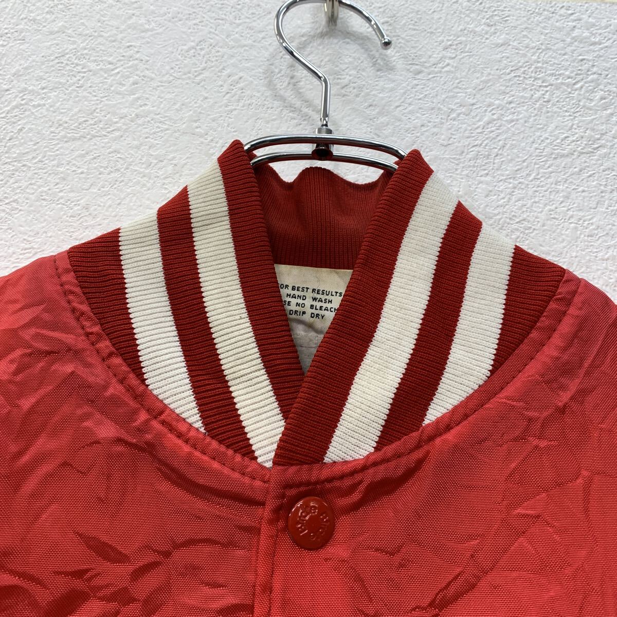 【中古】【古着】 USA製 Birdre スタジアムジャケット L レッド ホワイト スナップボタン 刺繍ワンポイント スタジャン アニマル 春秋物 a801-5084