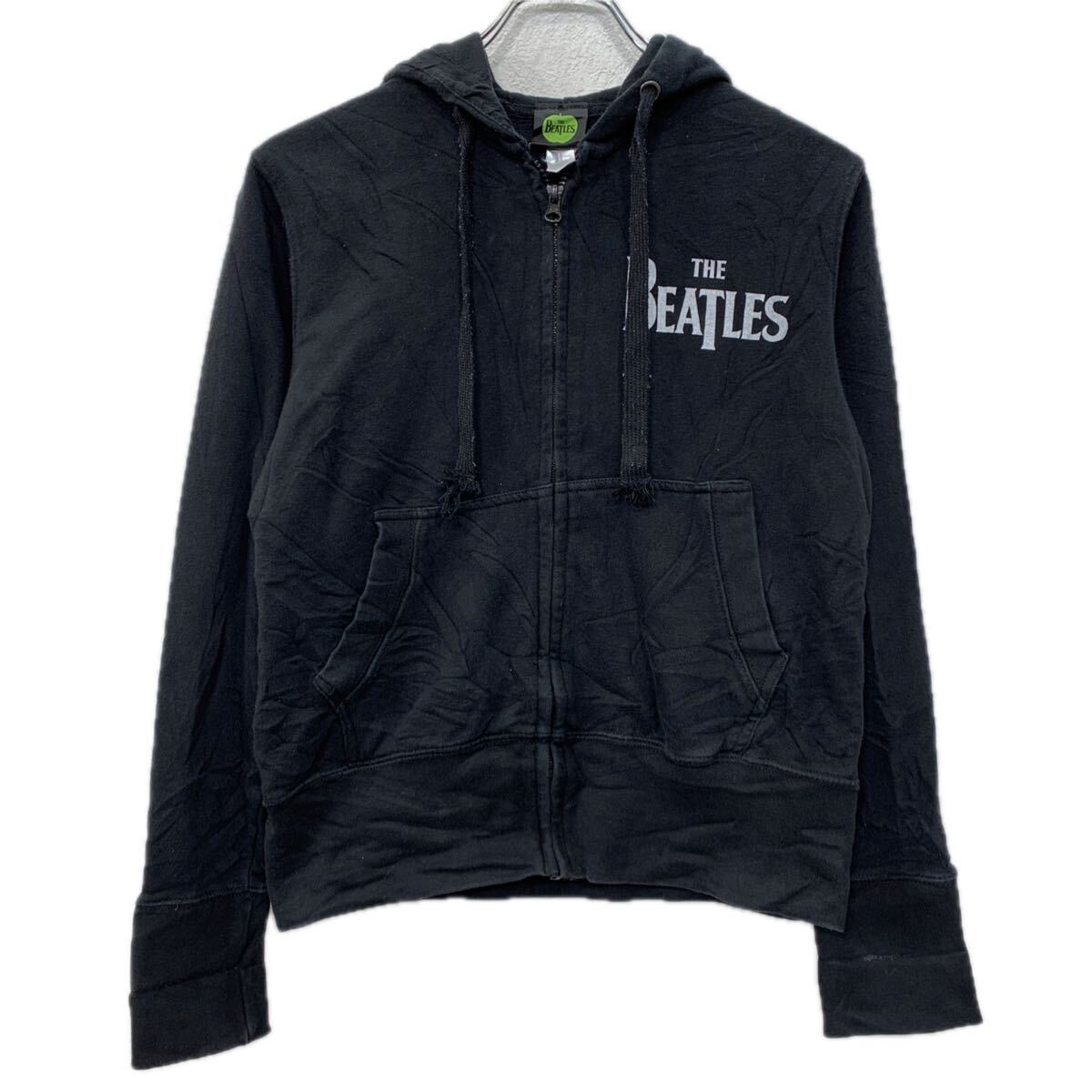 【中古】【古着】 B&C Collection THE BEATLES プリントスウェット パーカー S ブラック ザ・ビートルズ ジップアップ フーディー ビートルズ 秋物 a801-5184