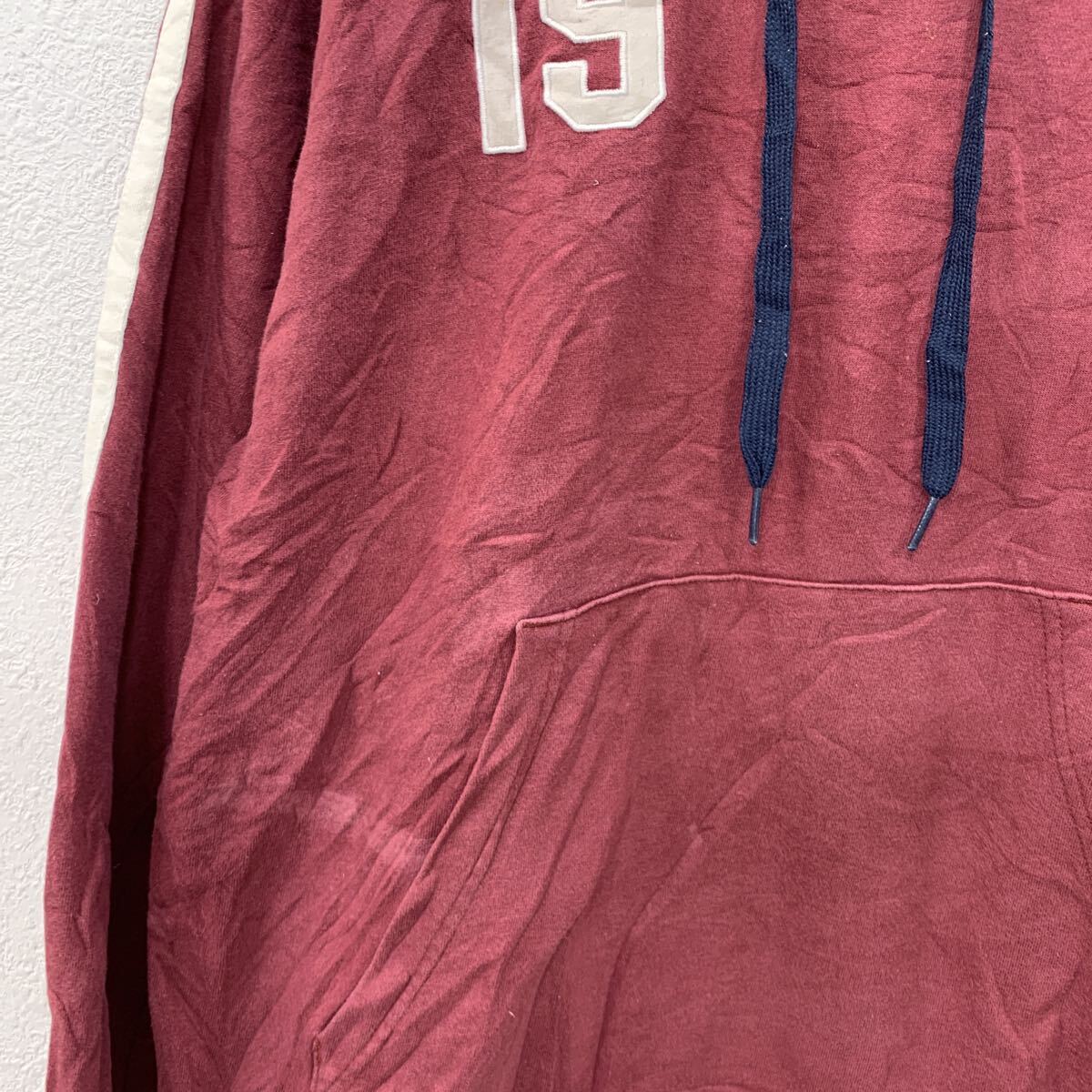 【中古】【古着】 Champion ロゴスウェット パーカー M ワインレッド チャンピオン プルオーバー フーディー ビッグロゴ ワンポイント 秋物 a801-5308