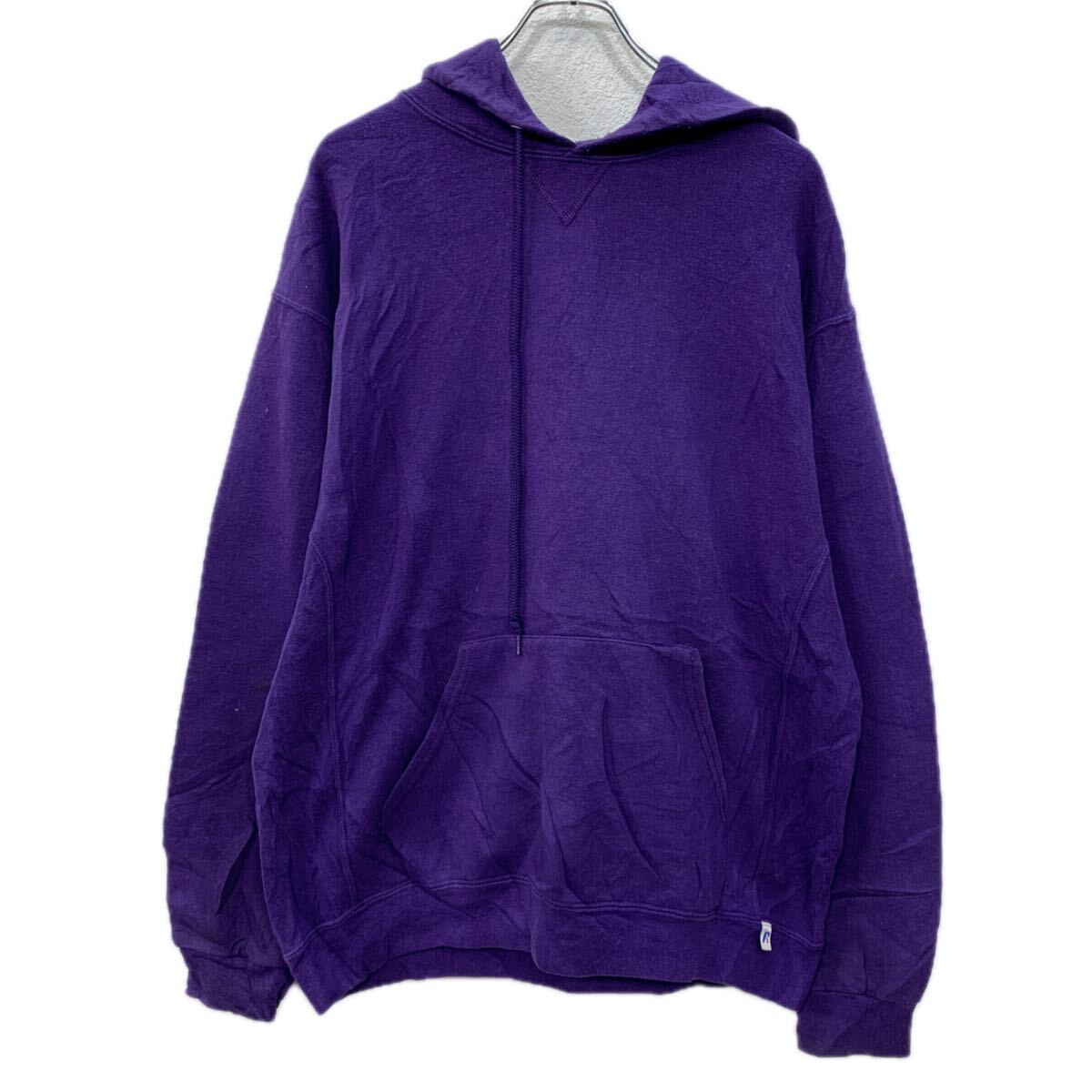 【中古】【古着】 RUSSELL ATHLETIC 無地スウェット パーカー L パープル ラッセルアスレティック プルオーバー フーディー 無地パーカー 秋物 a801-5415(4.0)