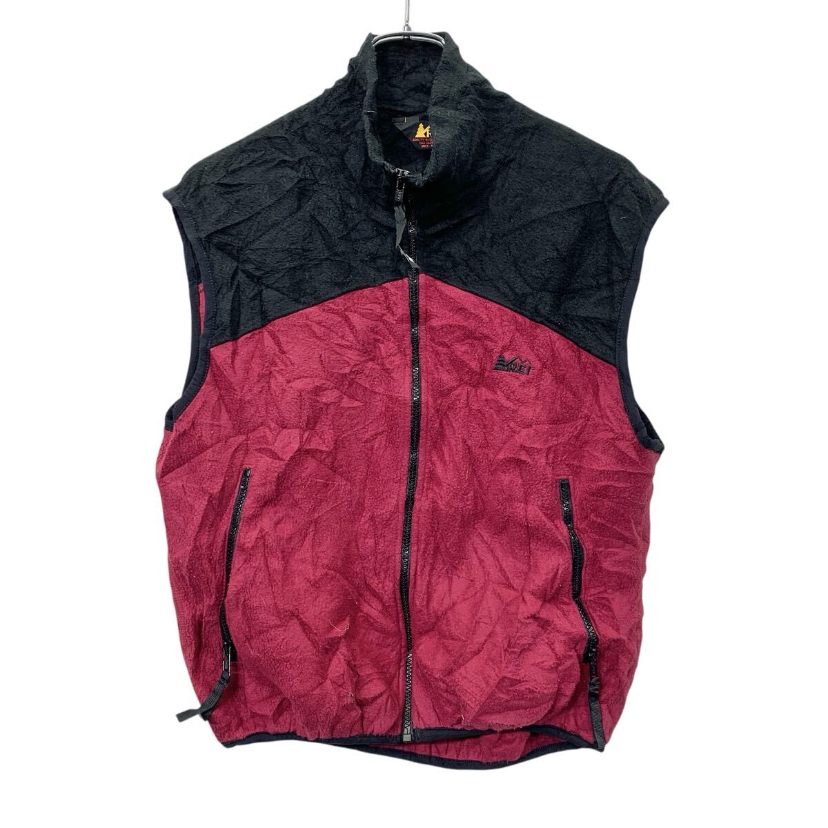 Rakuten - 【中古】【古着】 90s USA製 REI フリースベスト S位 パープル ブラック アールイーアイ POLARTEC 短丈 ジップアップ 2トーン アウトドア 春秋物 a801-5453