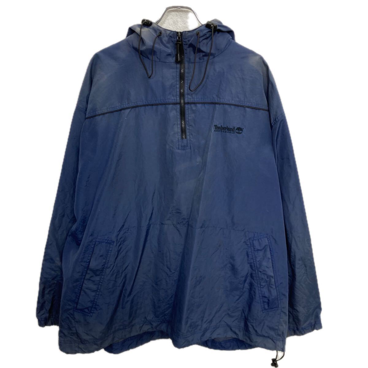 【中古】【古着】 90～00s Timberland マウンテンパーカー 2XL ネイビー ティンバーランド ハーフジップ フェード ライトアウター 春秋物 a801-5512