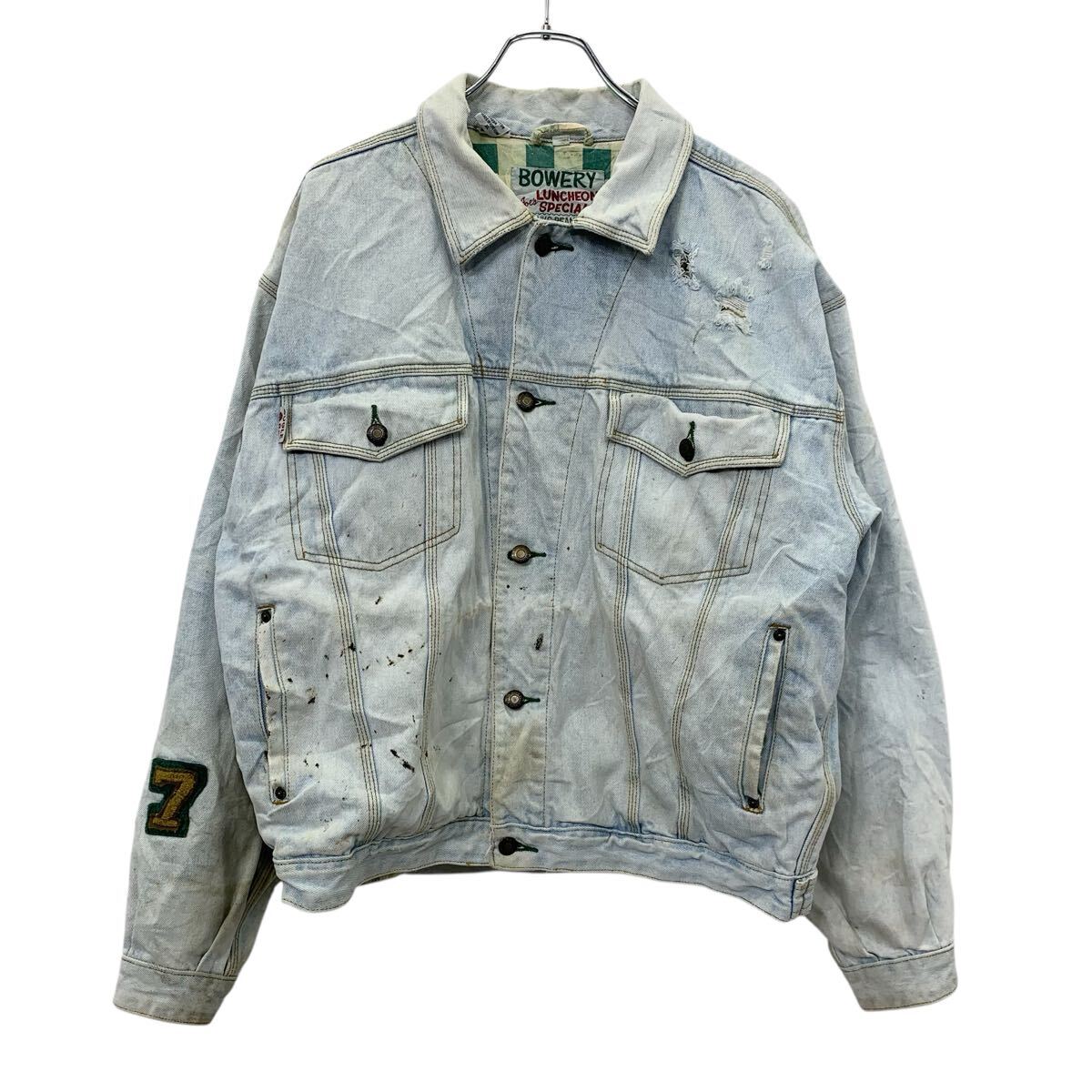 【中古】【古着】 90s BUGLE BOY デニムジャケット XL アイスブルー ビューグルボーイ Gジャン Joe's Grill 春秋物 a801-5554