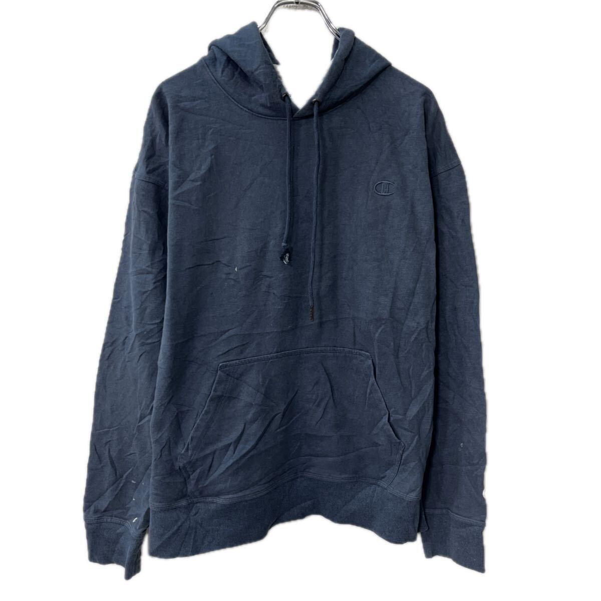 Rakuten - 【中古】【古着】 Champion ロゴスウェット パーカー XL スモーキーブルー チャンピオン フーディー ワンポイント プルオーバー トップス 秋物 a801-5642