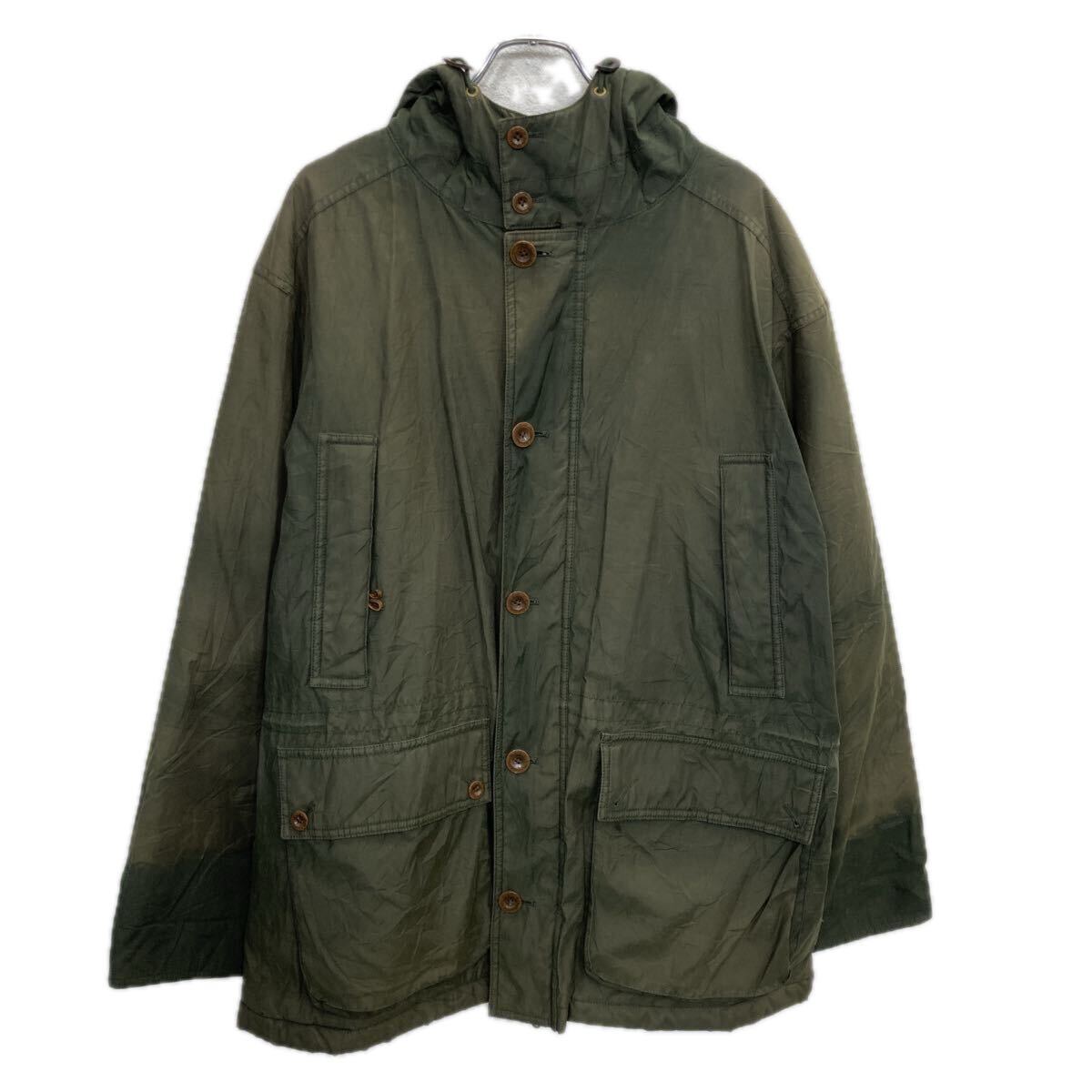 【中古】【古着】 〜90s TOMMY HILFIGER 中綿ジャケット L グリーン トマーヒルフィガー ジップアップ 裏地チェック フェード アウター 冬物 a801-5715