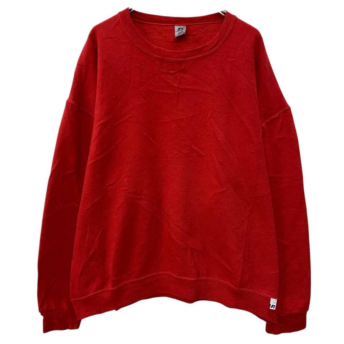 Coat - 【中古】【古着】 RUSSELL ATHLETIC 無地スウェット トレーナー XL レッド ラッセルアスレティック プルオーバー 無地 スウェット 春秋物 a802-5092