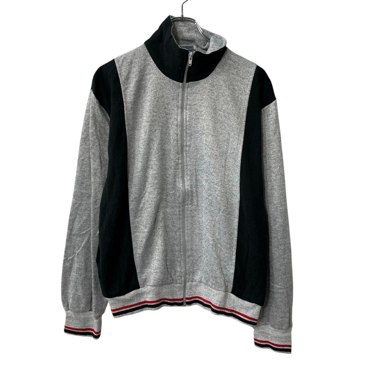 【中古】【古着】 TRADER BAY スウェット トレーナー L グレー ブラック ジップアップ トップス 秋物 a802-5224