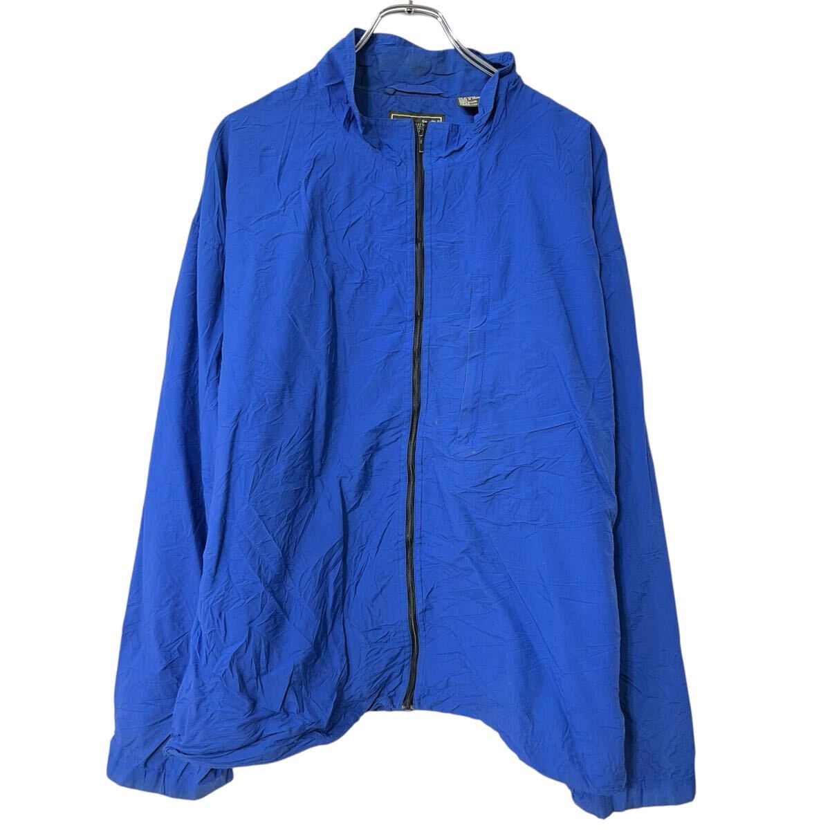 【中古】【古着】 Timberland ナイロンジャケット XL ブルー ジップアップ 刺繍プリント スポーティー アウター 春秋物 a802-5232
