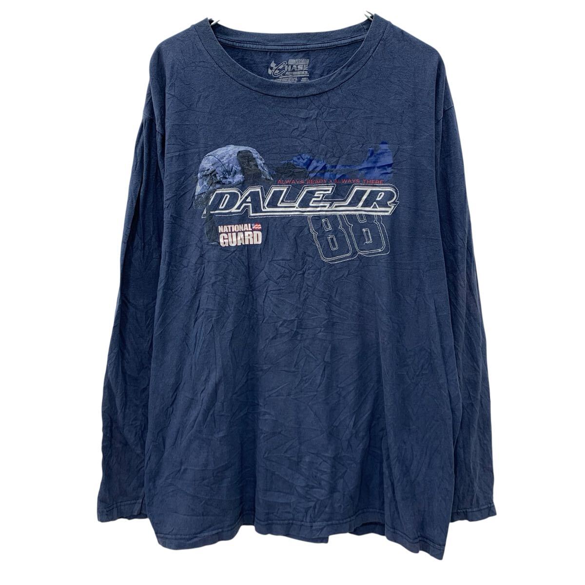  NASCAR HASE AUTHENTICS 長袖 プリントTシャツ L ネイビー プルオーバー ワンポイント ロンT ビックプリント 春物 a802-5377