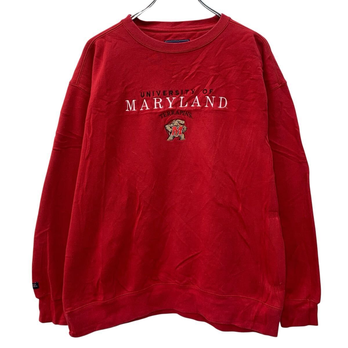 【中古】【古着】 JANSPORT ロゴスウェット トレーナー L レッド ジャンスポーツ プルオーバー ワンポイント刺繍 スウェット ワンポイント 秋物 a803-5052