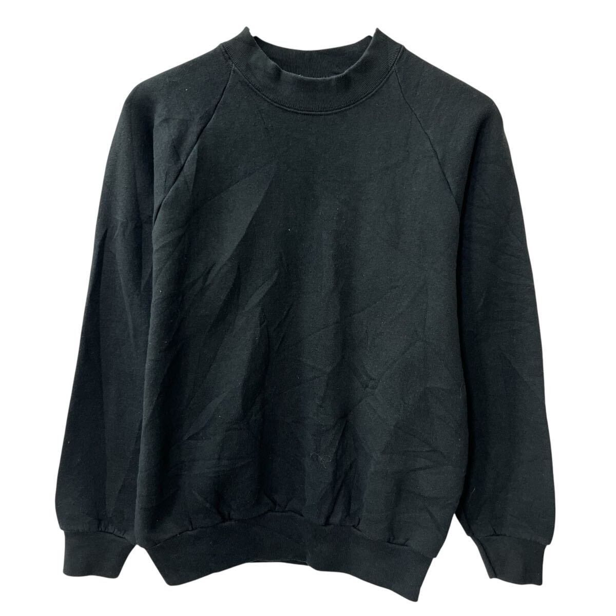 【中古】【古着】 USA製 FRUIT OF THE LOOM 無地スウェット トレーナー レディース S ブラック フルーツオブザルーム ラグラン トップス 秋物 a803-5273