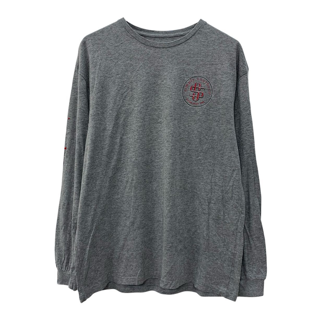 中古 古着 simply southern 長袖 プリントTシャツ M グレー プルオーバー ワンポイント バックプリン…