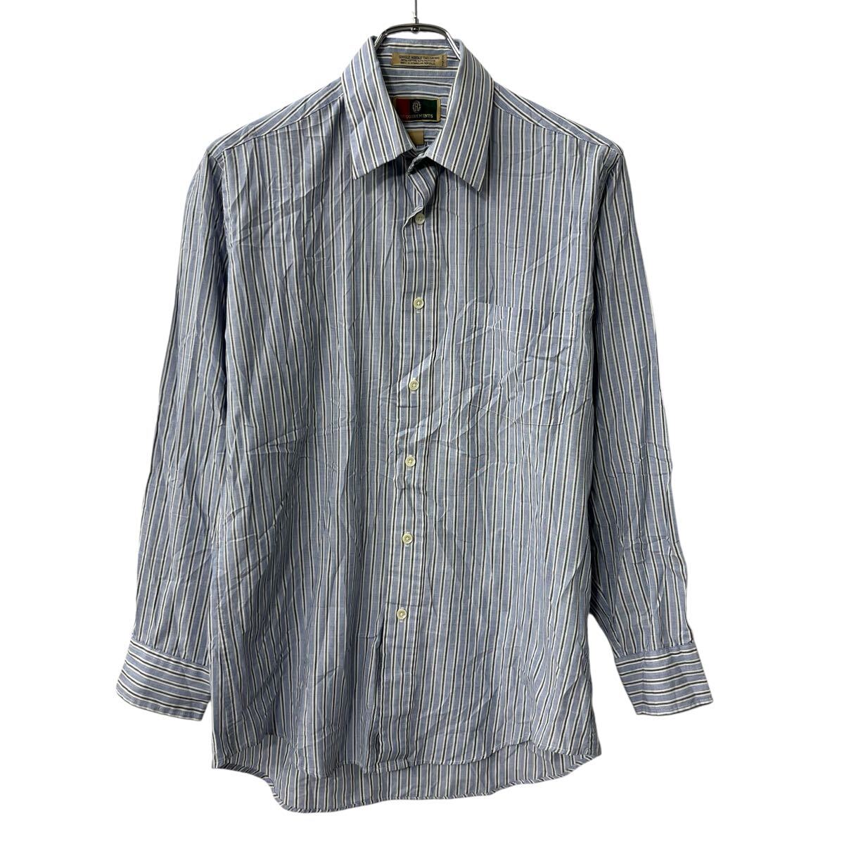 【中古】【古着】 REQUIREMENTS 長袖 ストライプシャツ M ライトブルー マルチカラー ボタン 胸ポケット ストライプ柄 長袖シャツ トップス 春物 a803-5532