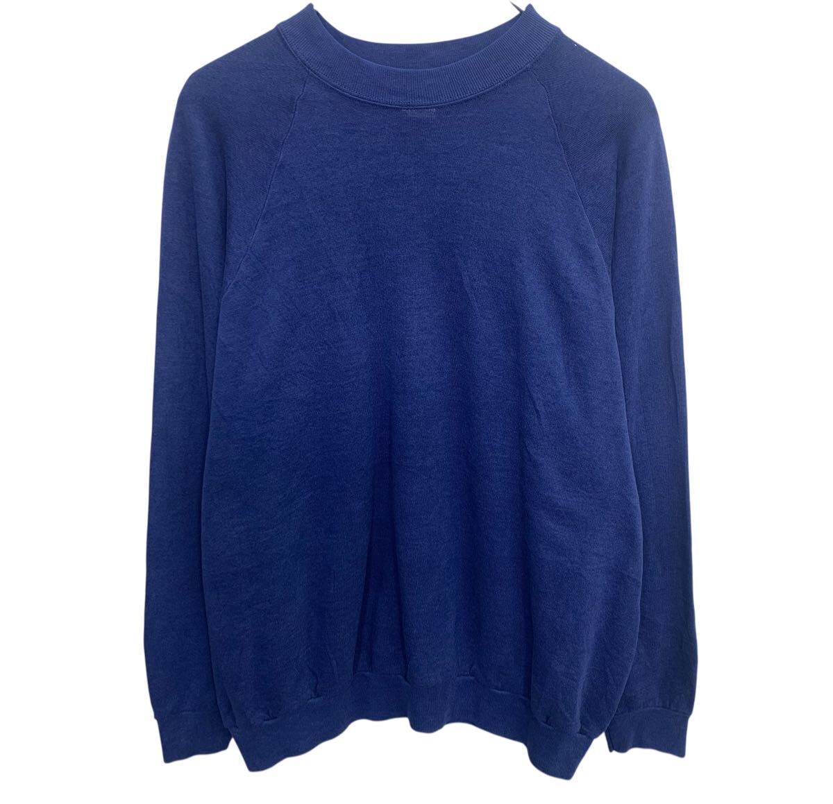 【中古】【古着】 80s FRUIT OF THE LOOM 無地スウェット トレーナー XL ダークブルー フルーツオブザルーム プルオーバー 80年代 プレーン 春秋物 a803-5546