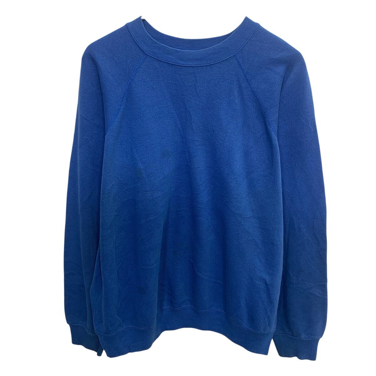 【中古】【古着】 90s USA製 Tultex 無地スウェット トレーナー L ブルー タルテックス プルオーバー 90年代 ラグラン プレーン 春秋物 a803-5547