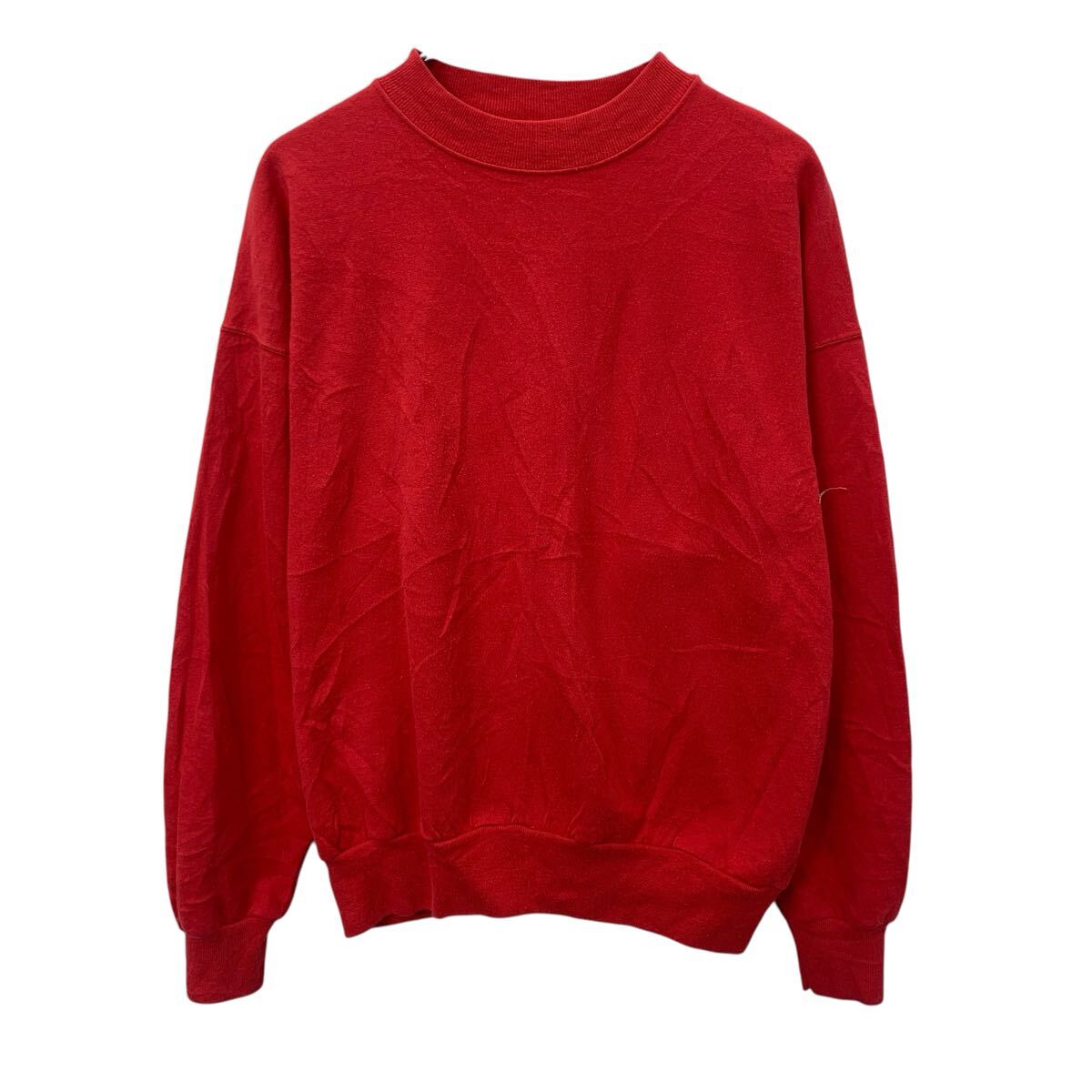 【中古】【古着】 Hanes プリントスウェット トレーナー L レッド ヘインズ バックプリント カラースウェット 裏起毛 トップス 春秋物 a803-5661