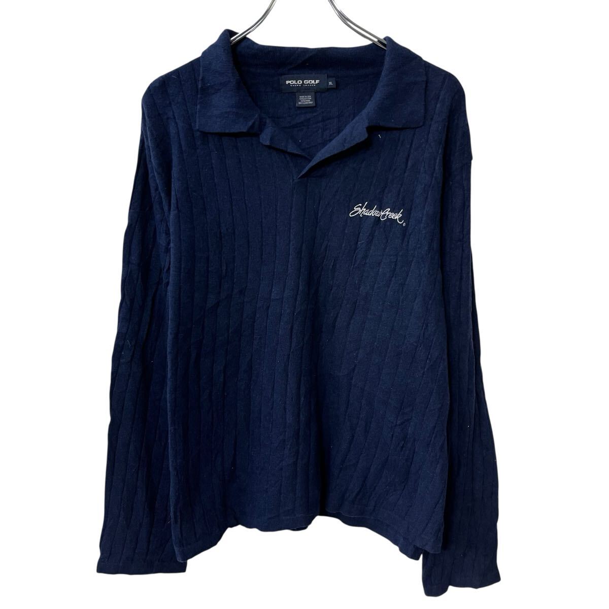 Rakuten - 【中古】【古着】 POLO GOLF RALPH LAUREN ニット セーター XL ネイビー ポロゴルフ ラルフローレン プルオーバー コットン混 刺繍 春秋物 a803-5805