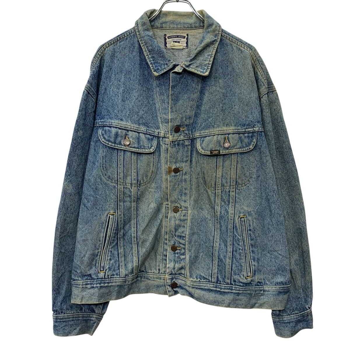 【中古】【古着】 90s Lee デニムジャケット XXL ブルー リー ボタン 胸ポケット アメカジ カジュアル ジージャン コットン100% 春秋物 a803-5828